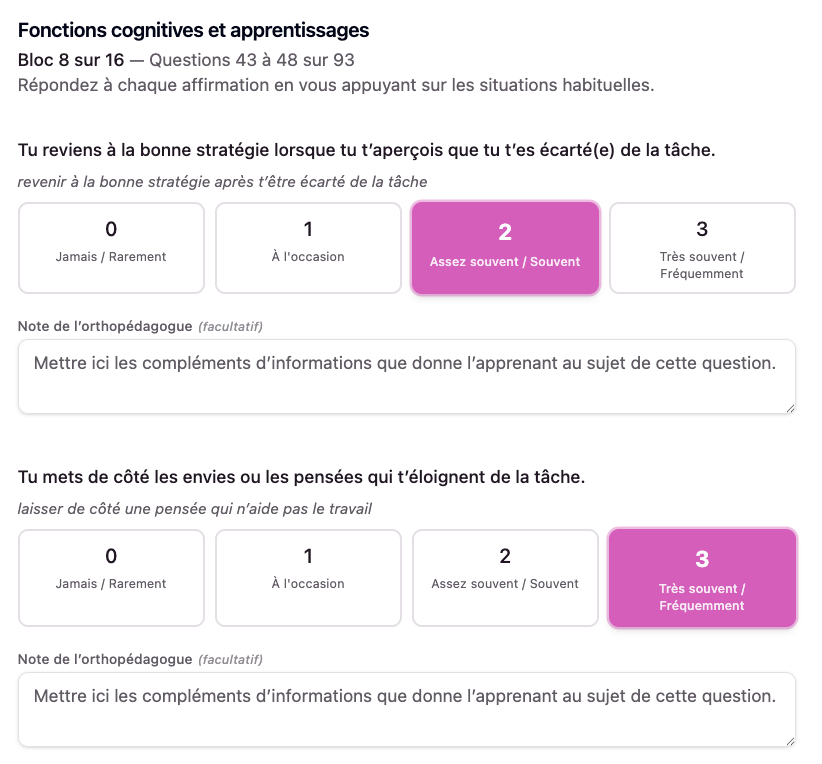 Une passation guidée adaptée à l’âge de l’apprenant